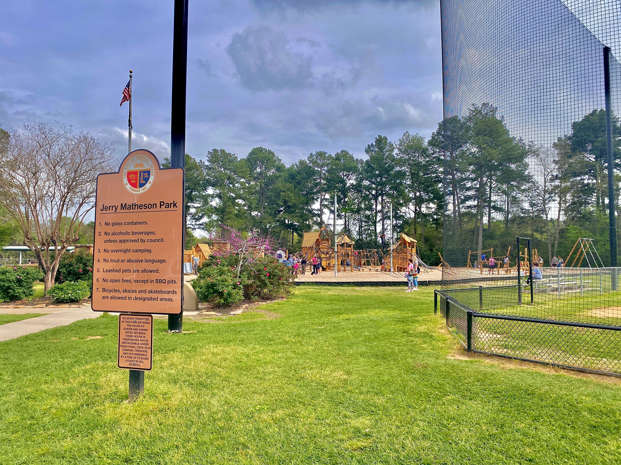 Jerry Matheson Park sign and entrance