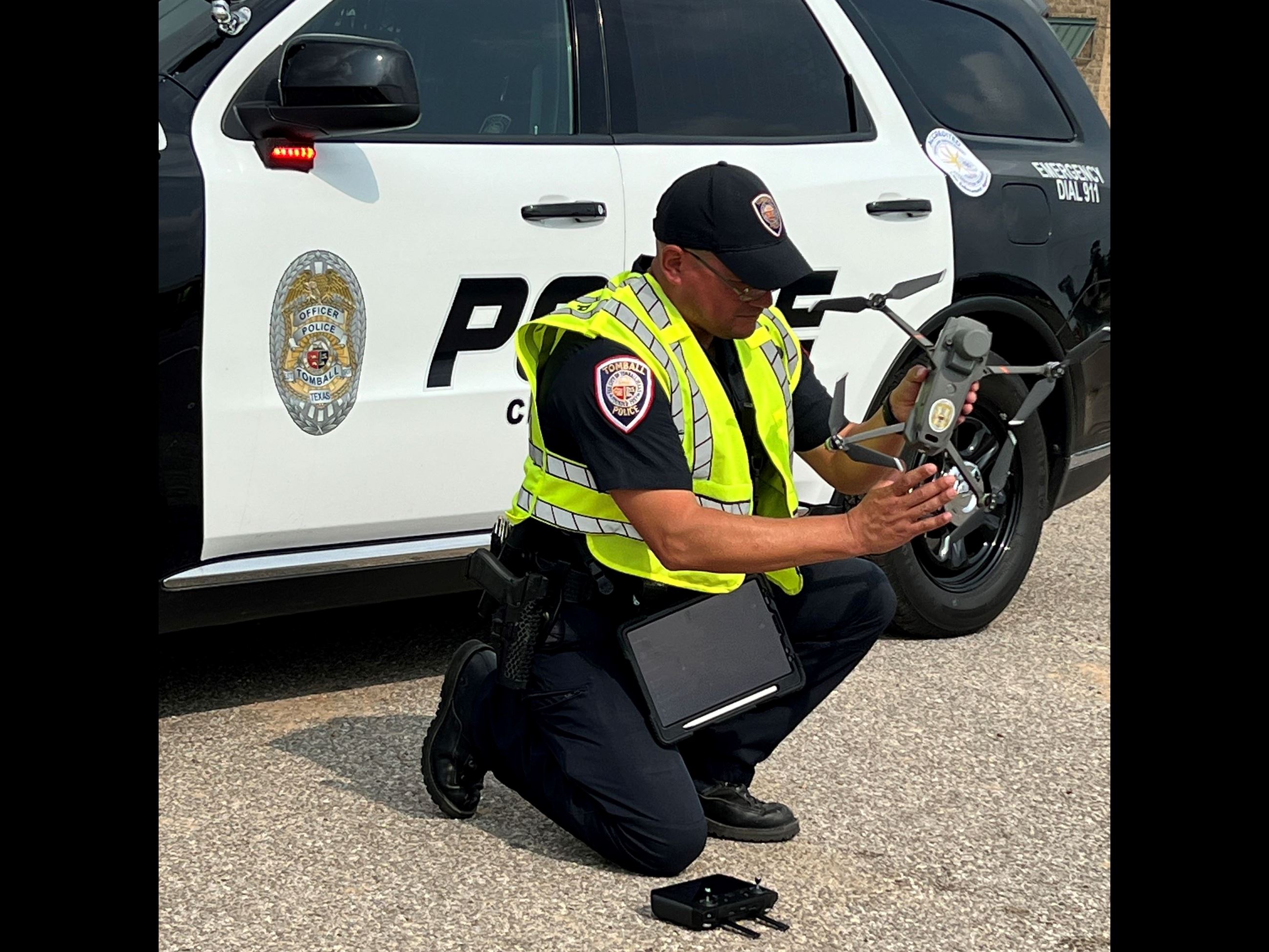 Tomball PD drone unit flying the drone