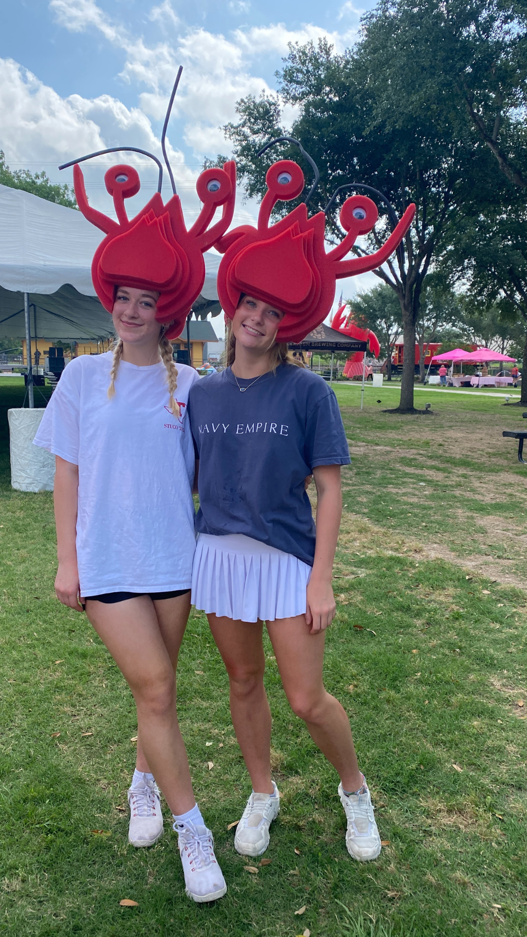 students sporting crawfish heads
