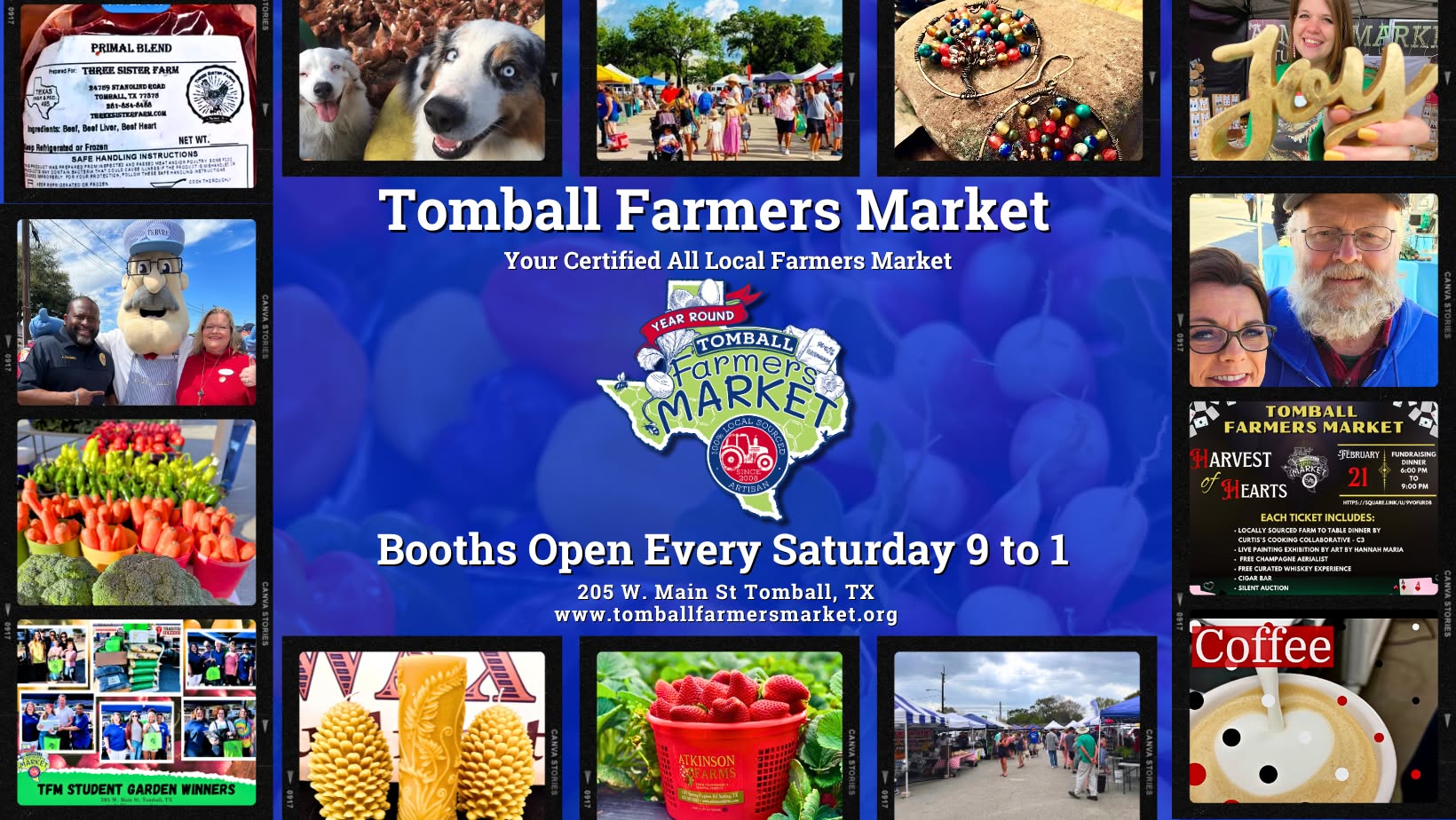 collage of Tomball Farmers Market pictures